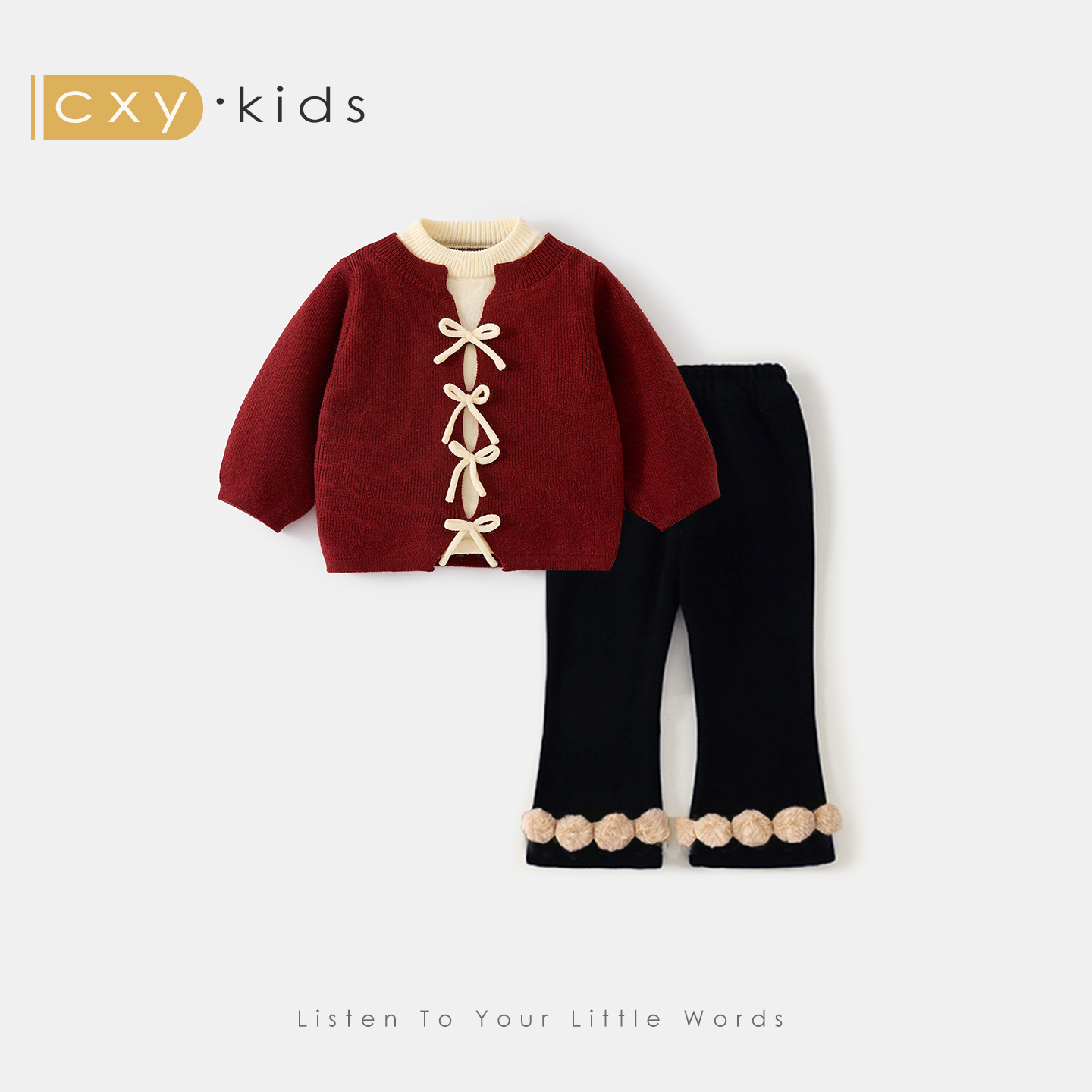 女童冬季周岁礼服套装2025新款女宝宝厚衣服女孩儿童秋冬季三件套