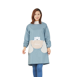 围裙女冬天家用新款长袖罩衣防水防油工作服大人加厚厨房做饭围腰