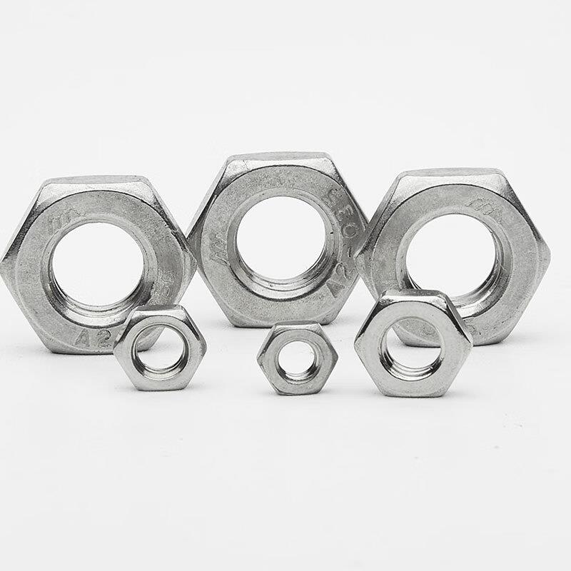 劲功304不锈钢六角薄螺母不锈钢薄螺帽细扣扁六角薄螺丝帽细牙螺