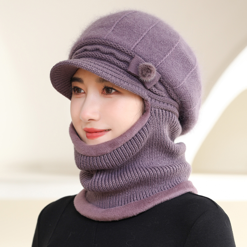 风格兔冬季帽子围巾一体帽子女