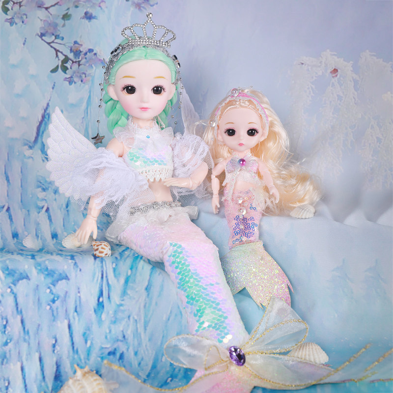 浅仔芭比美人鱼公主梦幻蝴蝶仙子带翅膀洋娃娃儿童女孩生日礼物