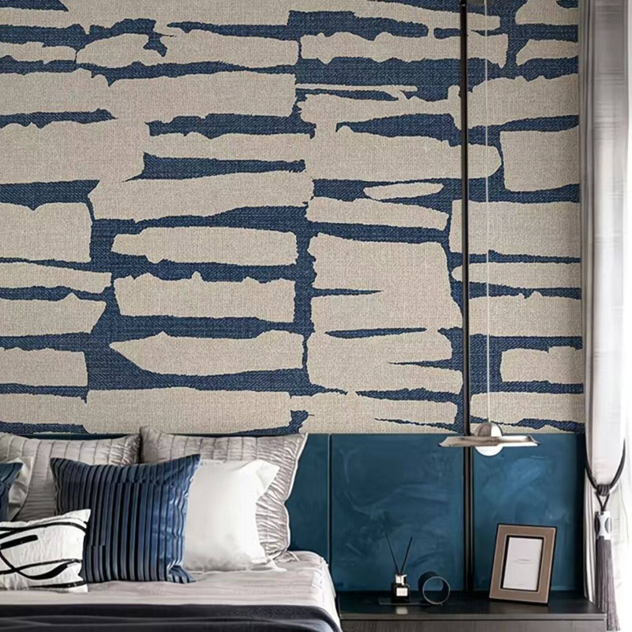 现代简约艺术壁纸卧室床头北欧风客厅背景墙壁布餐厅民宿定制墙布