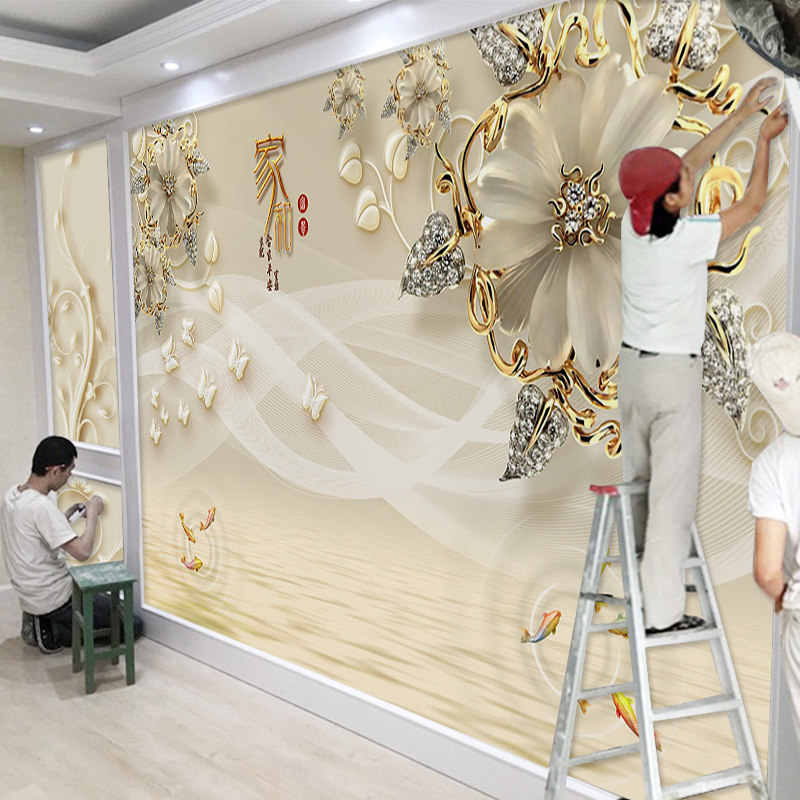 电视背景墙壁纸壁画墙布8D现代简约客厅影视墙装饰墙纸5d背景贴画