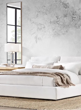 简约现代北欧灰色植物花卉家用壁纸抽象灰白花朵客餐厅壁画 嫣然