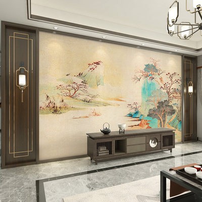 客厅3d立体墙纸电视背景墙装饰影视墙中式壁纸大气家和8d背景壁画