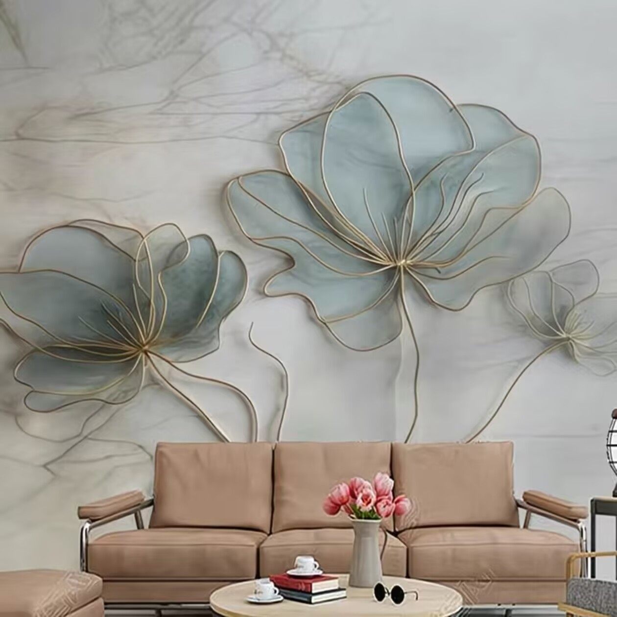 油画植物墙布客厅电视背景墙壁布壁画手绘欧式植物花卉东南亚墙布