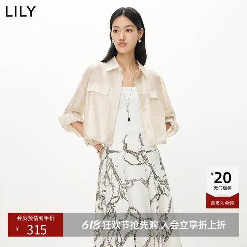 LILY2026夏新款女装莱赛尔混纺宽松休闲通勤百搭长袖工装夹克外套