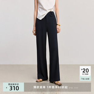 女装 长裤 复古流行修身 弹力百搭通勤直筒裤 休闲裤 LILY2025夏新款