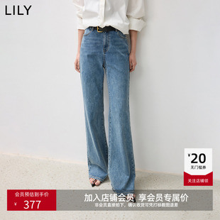 【商场同款】LILY2024秋新款复古丹宁怀旧感水洗中腰喇叭裤牛仔裤