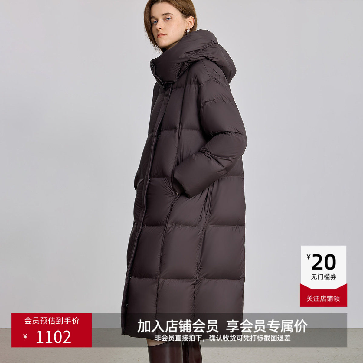 LILY2025冬新款复古连帽90鸭绒宽松休闲通勤泡芙羽绒服外套女长款,女装/女士精品,羽绒服,淘宝优惠券,粉丝福利购,淘宝优惠卷