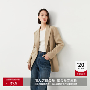 外套 绵羊毛复古双排扣系带小西装 LILY春款 女装