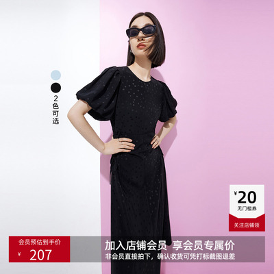 LILY夏新款女装复古波点别致抽绳奢华别致光泽感泡