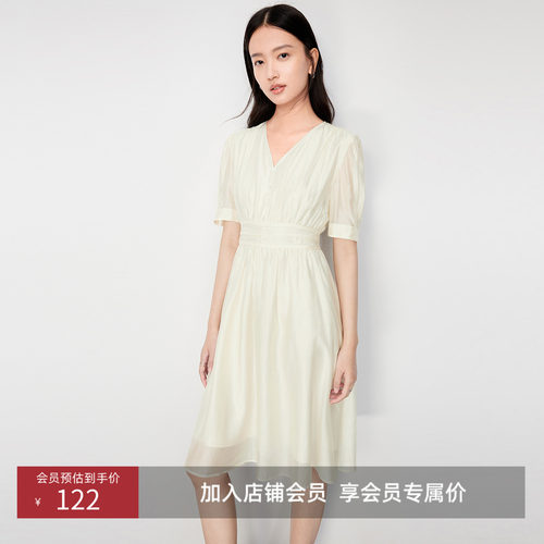 气质时尚V领， 显瘦A字裙摆