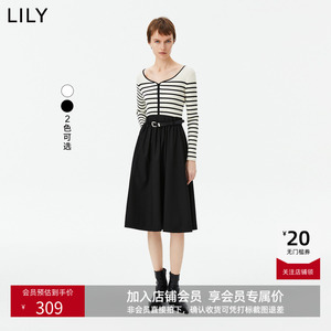 【专柜甄选】LILY2024春新款女装设计感假两件气质通勤针织连衣裙