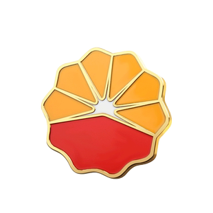 中国石油珐琅徽章金属磨砂定做公司LOGO铜质胸章多边形胸针定制作