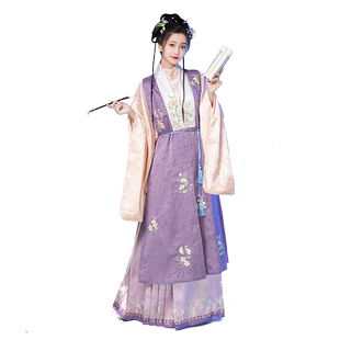 柒邑原创汉服女【西楼月】明制立领长袄比甲马面裙中国风秋冬季