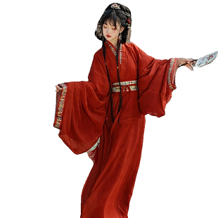 柒邑原创汉服女【春秋】战国袍马山楚墓复原款拖尾直裾袍春秋套装