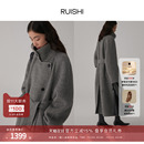 RUISHI芮时 重磅驼绒桑蚕丝羊毛慵懒两穿领毛呢大衣女秋冬外套女