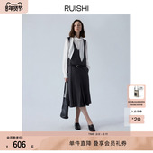美术馆 气质连衣裙百褶无袖 背心裙女秋 RUISHI芮时 赠腰带