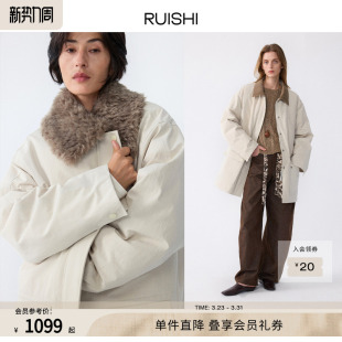 RUISHI芮时 90白鸭绒羽绒服巴恩风可拆卸毛领外套女冬 曼城旅者