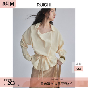 女春季 上衣衬衫 翻领系带收腰宽松显瘦设计感长袖 RUISHI芮时