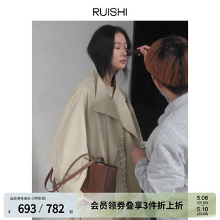 现货 RUISHI芮时 立领挺括定制一粒扣短长款 百搭风衣外套女春