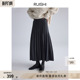 RUISHI芮时 60支羊毛知识分子风A字显瘦灰色针织百褶半身裙女冬