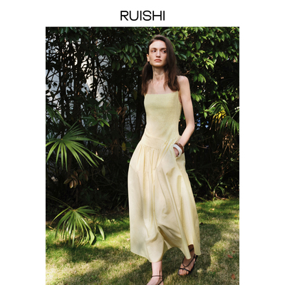 【直播专属】RUISHI芮时“柔夏信笺”桑蚕丝棉混纺吊带连衣裙女夏