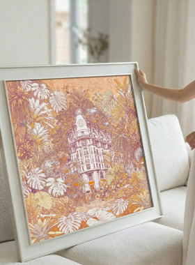 现代简约沙发背景墙挂画高级感玄关壁画双层立体艺术感客厅装饰画