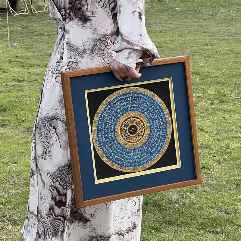 唐卡六字真言小众高级感客厅沙发背景装饰画个性餐厅玄关走廊挂画