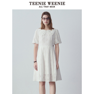 TeenieWeenie小熊奥莱镂空花朵连衣裙甜美娃娃领裙子 夏季 清仓