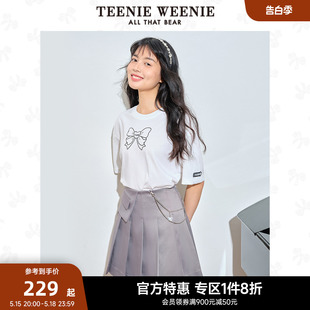 A字裙潮流学院风百褶裙半身裙 TeenieWeenie小熊奥莱夏季