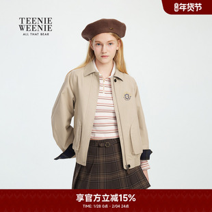TeenieWeenie小熊奥莱外套春季简约易搭翻领设计工装风夹克上衣女