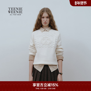 TeenieWeenie小熊奥莱毛针织衫2025冬季新款基础简约休闲圆领毛衣