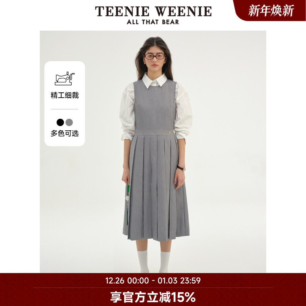 TeenieWeenie小熊奥莱女装时髦学院风长款连衣裙黑色收腰
