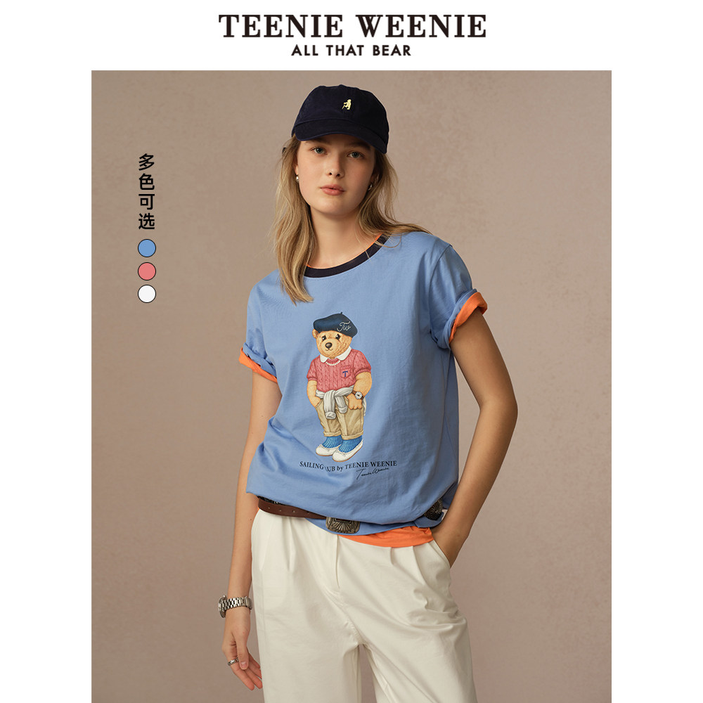 【明星同款】TeenieWeenie小熊奥莱女装T恤夏款情侣圆领