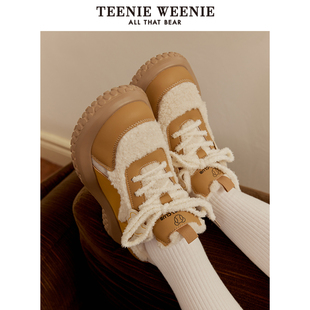 毛绒温暖感女鞋 TeenieWeenie小熊奥莱秋季 慵懒毛毛老爹鞋