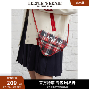 TeenieWeenie小熊奥莱格纹单肩包女春女包斜跨包