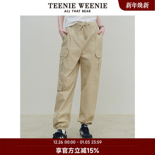 长裤 TeenieWeenie小熊奥莱女装 风松紧收腰束脚休闲裤 工装 秋装