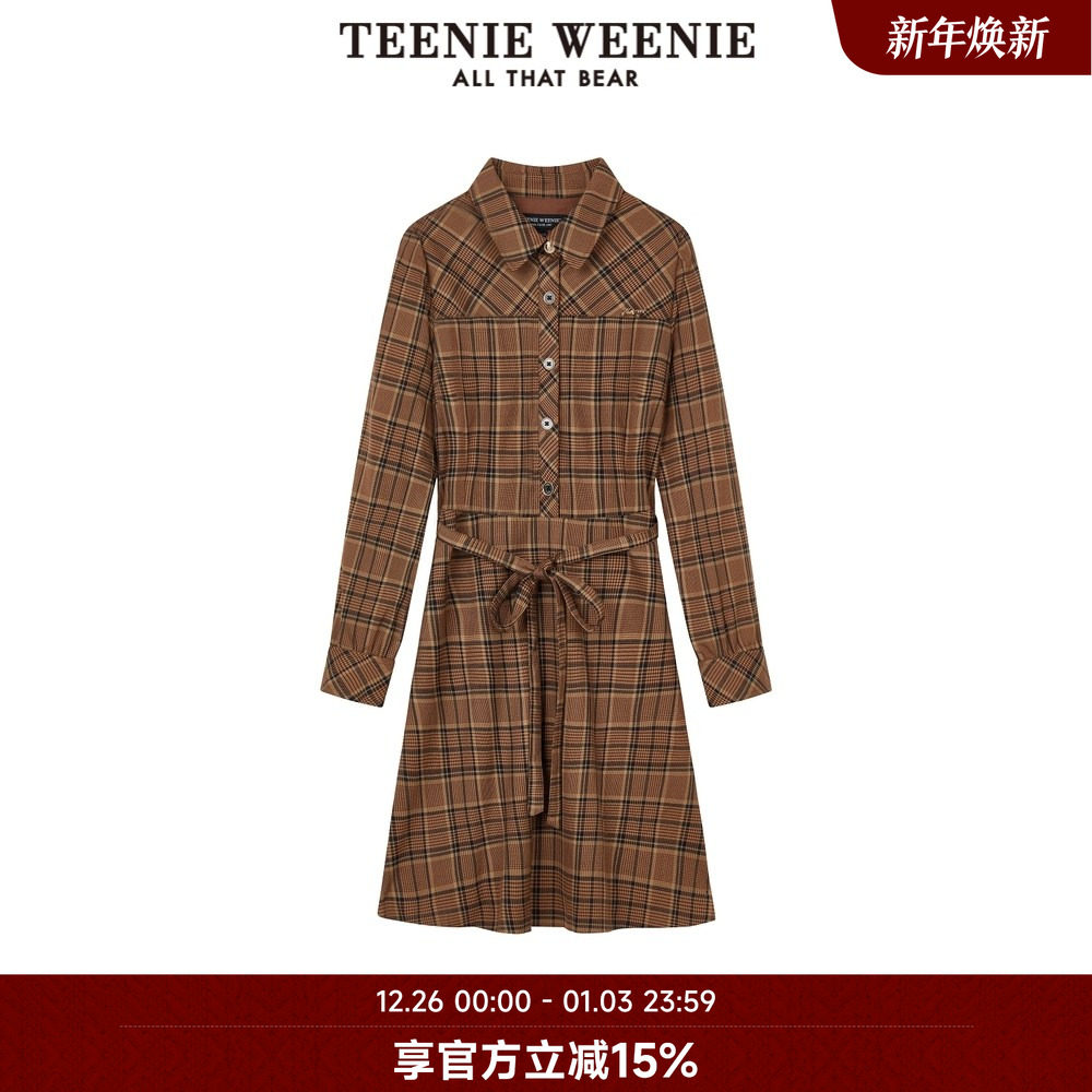 TeenieWeenie小熊奥莱女装秋冬款学院风长袖衬衫领格纹收