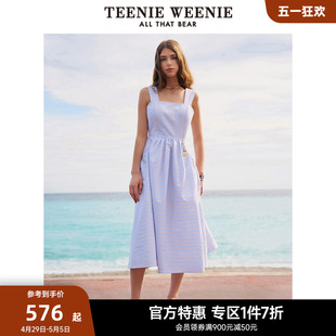 TeenieWeenie小熊奥莱夏季 复古浪漫蓬蓬裙吊带度假风连衣裙女