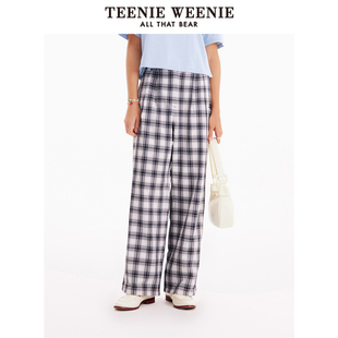 子女 简约休闲长裤 TeenieWeenie奥莱夏季 黑白格时髦阔腿裤