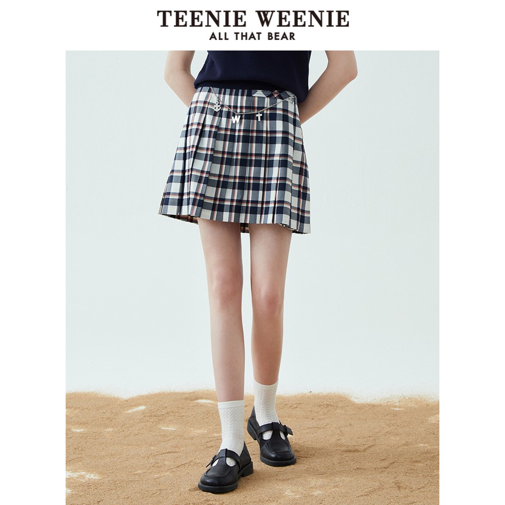 TeenieWeenie小熊奥莱女装女学院风百褶裙半身裙可爱海军