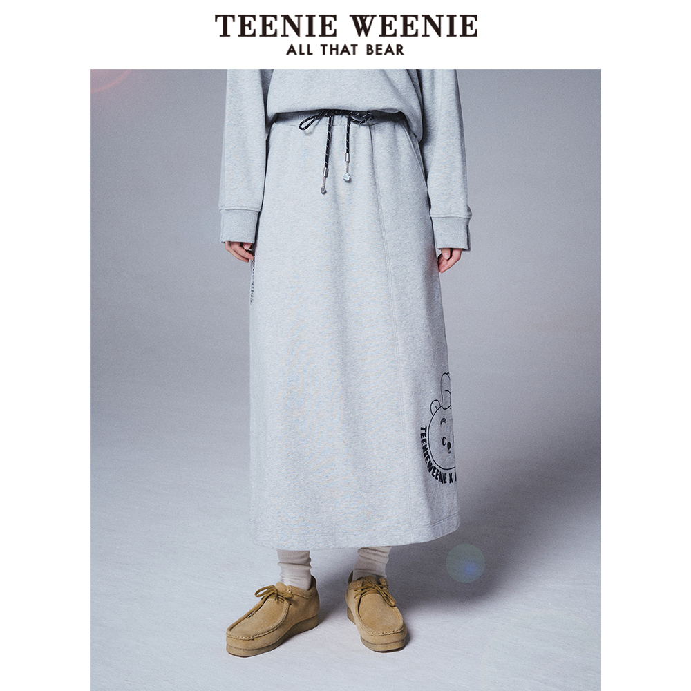 TeenieWeenie小熊奥莱&吾空空联名春季中长款卫衣裙半身裙女