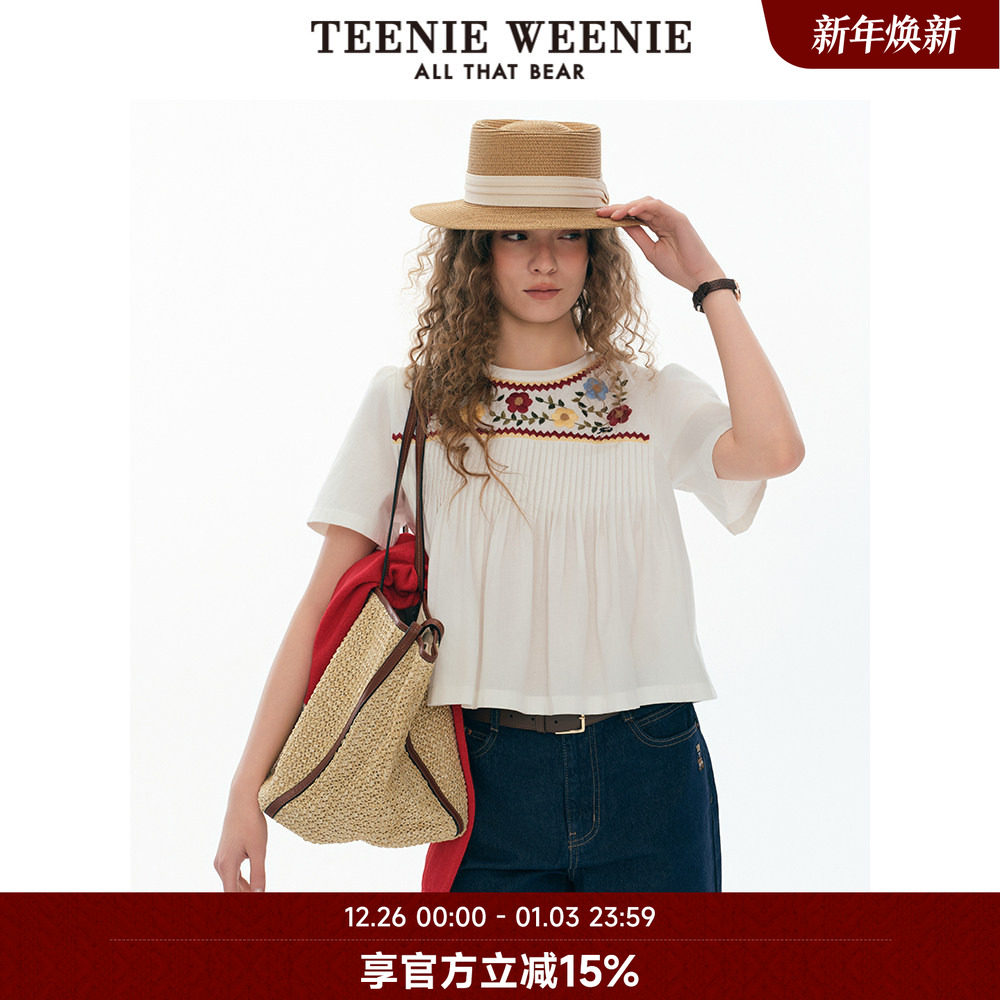 TeenieWeenie小熊奥莱女装衬衫2025年夏款甜美清新撞