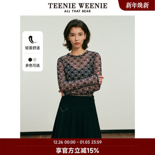 TeenieWeenie小熊奥莱秋季 T恤女 轻透感薄纱皮肤衣打底衣正肩长袖
