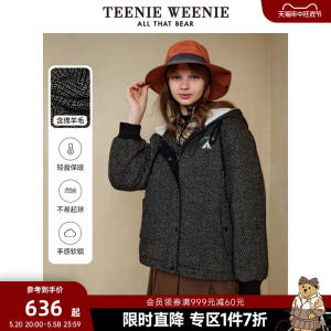 TeenieWeenie小熊奥莱秋冬绵羊毛学院风连帽毛呢保暖外套女