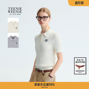 T恤薄款 学院风POLO领短袖 舒适日常 春季 TeenieWeenie小熊毛针织衫