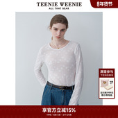 TeenieWeenie小熊奥莱秋肌理感蕾丝花朵长袖 T恤打底衣女