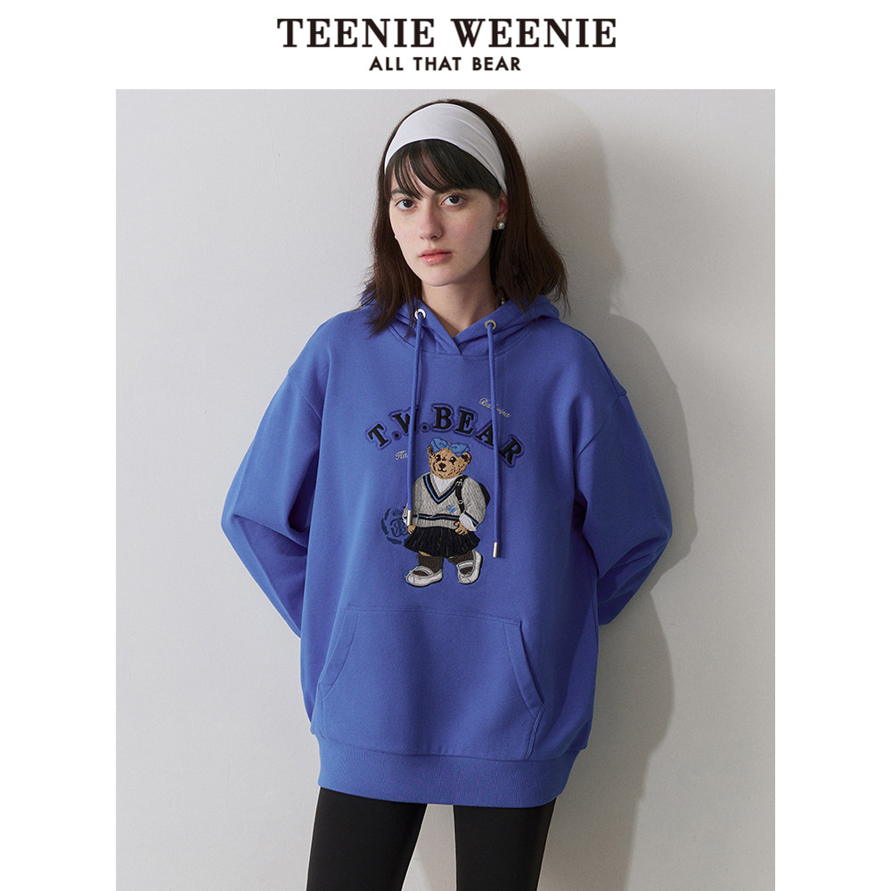 TeenieWeenie小熊奥莱秋季简约休闲学院风连帽卫衣上衣女